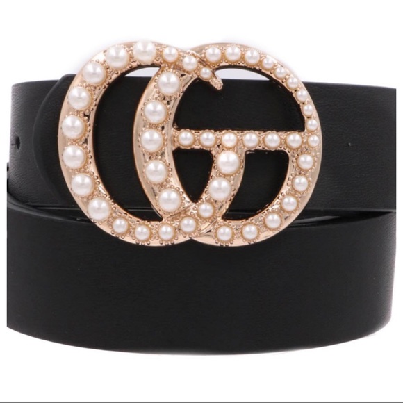 Cream Pearl vegan double ring buckle belt - Picture 2 of 3